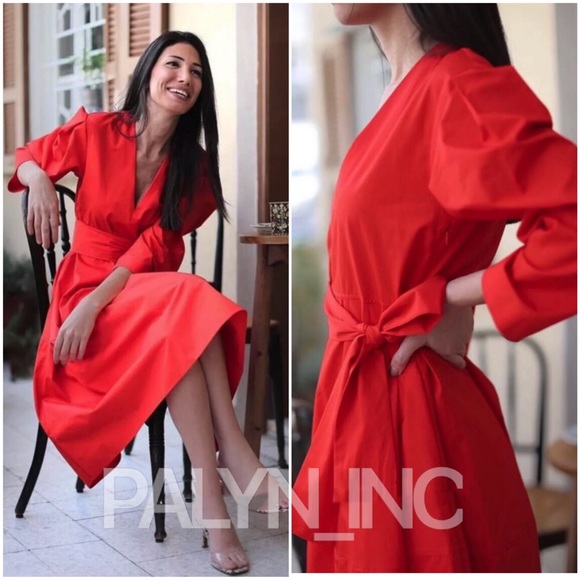 zara red poplin dress